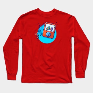 Ipod Audio Music Player with Earphone Cartoon Vector Icon Illustration Long Sleeve T-Shirt